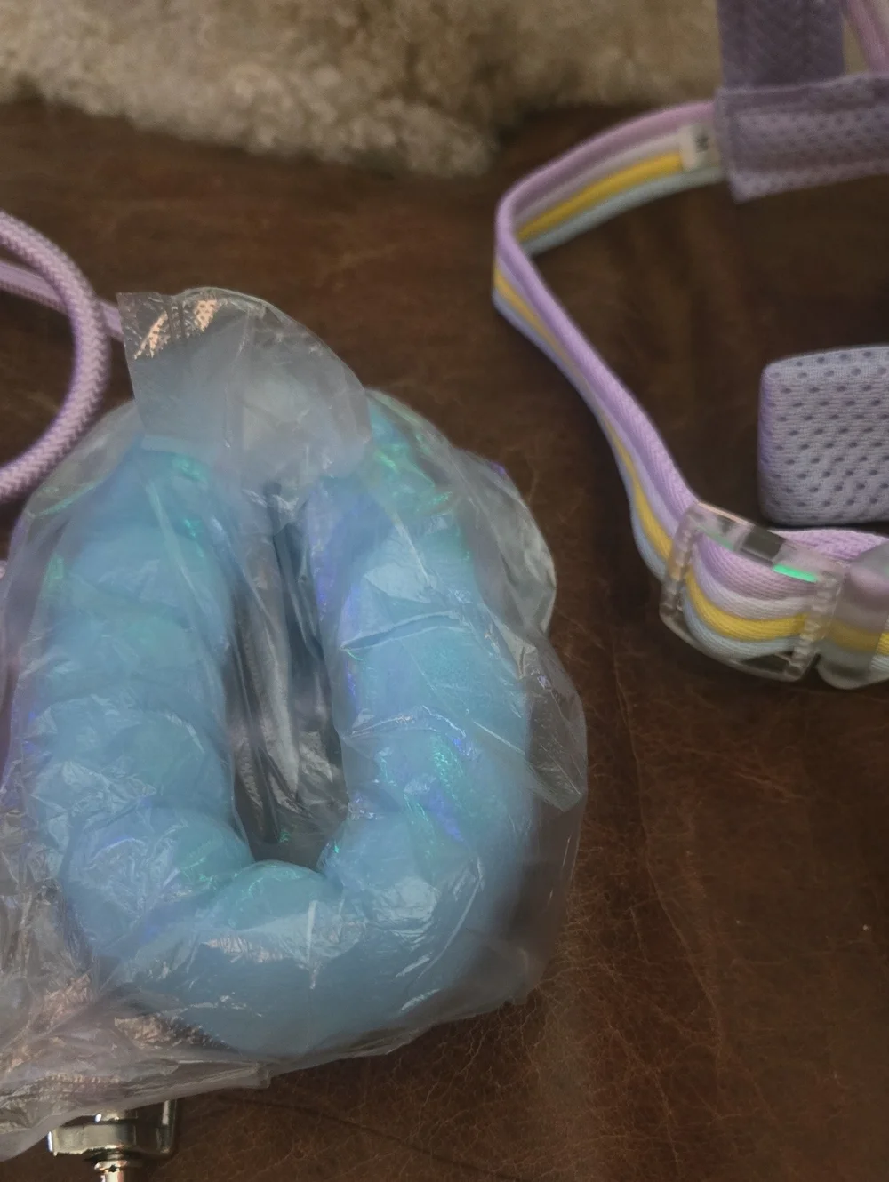 Pets  Pastel Stripe Harness with Blue Jump Rope -